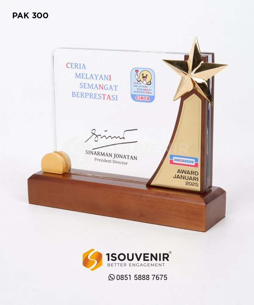 Plakat Kayu Akrilik Indogrosir Award PT Inti Cakrawala Citra Jakarta 1 PAK300 Plakat Kayu Akrilik Indogrosir Award